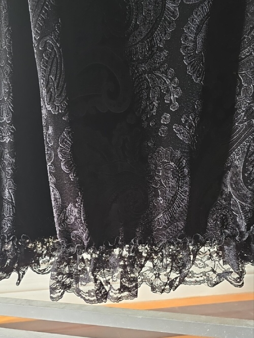 Dolls Kill Black Paisley Lace-Up Velvet Maxi Skirt - Picture 9 of 9